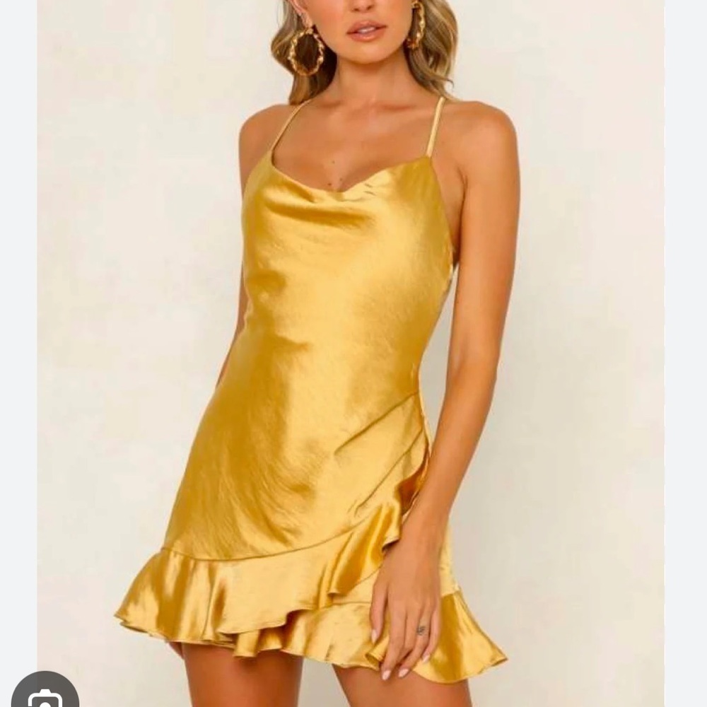 Angel Biba cowl neck romber gold satin Junior size M babydoll fairy